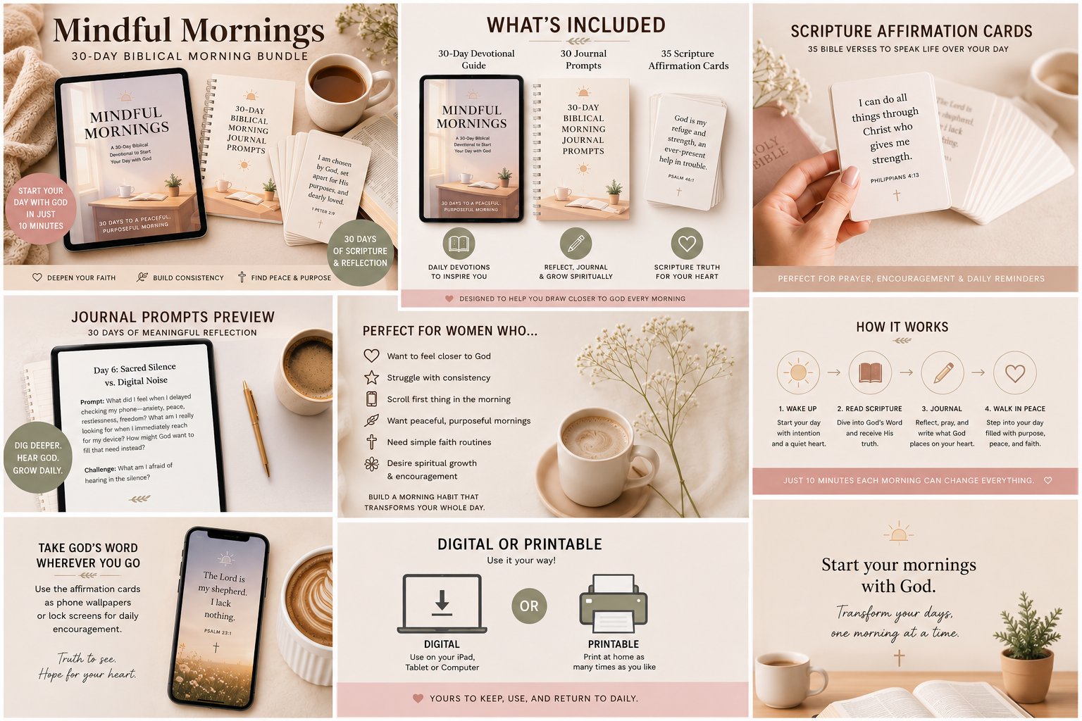 Mindful Mornings: 30-Day Faith-Centered Guide